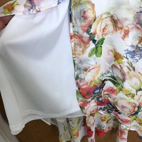 Sandra Darren Floral Faux Wrap V Neck Dress 10 - Picture 9 of 15